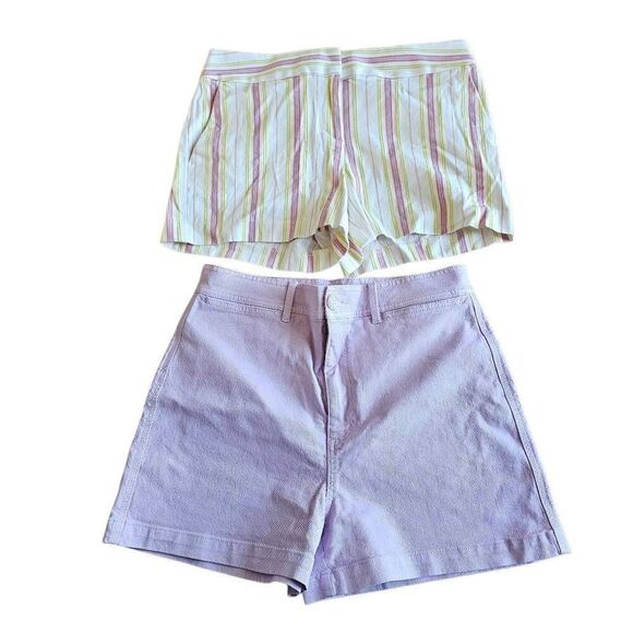 LOFT womens Sz 6 baby purple and multicolor striped 2 shorts bundle - Picture 3 of 6